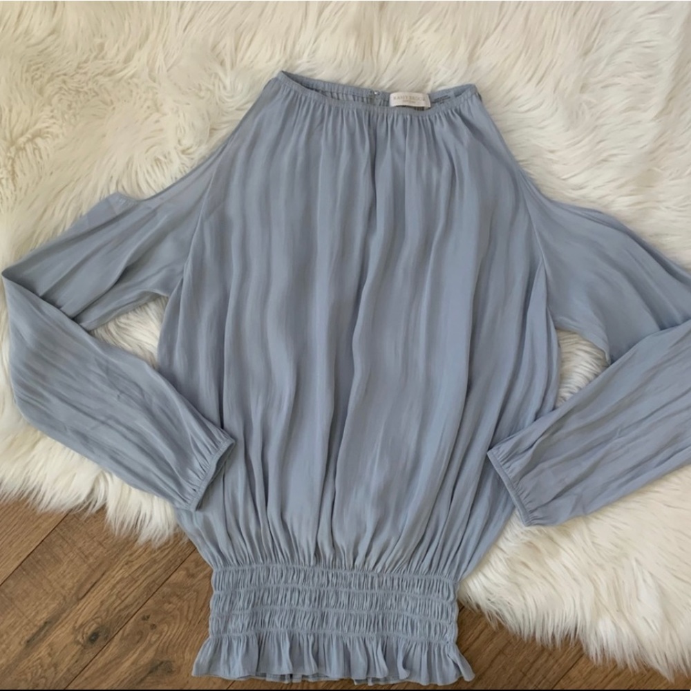 Ramy Brook Lauren Cold open Shoulder blouse Size Medium light Gray